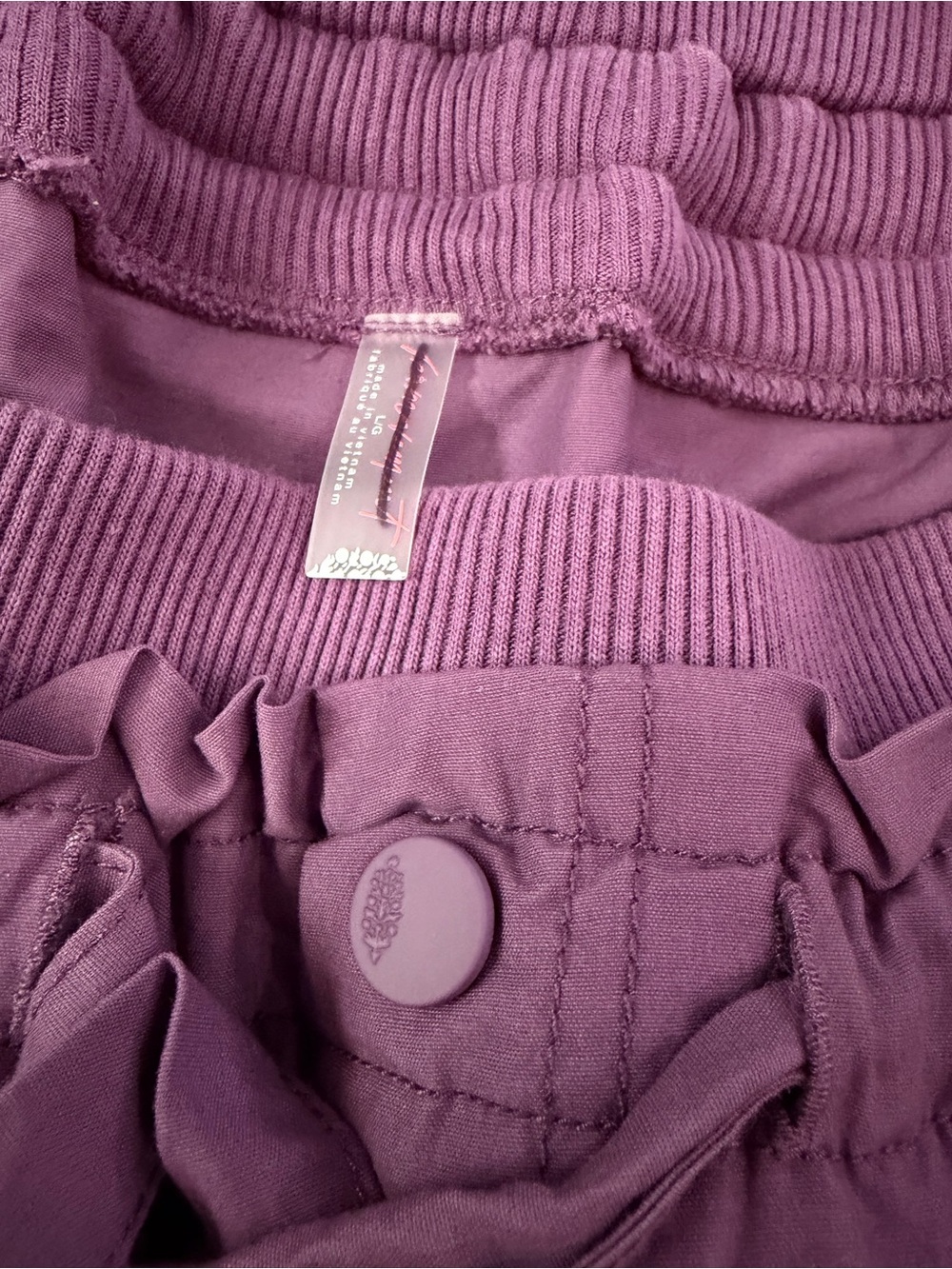 FREE PEOPLE Movement Fresh Start Pants Black Tea Purple Barrel Leg  L - Picture 7 of 13